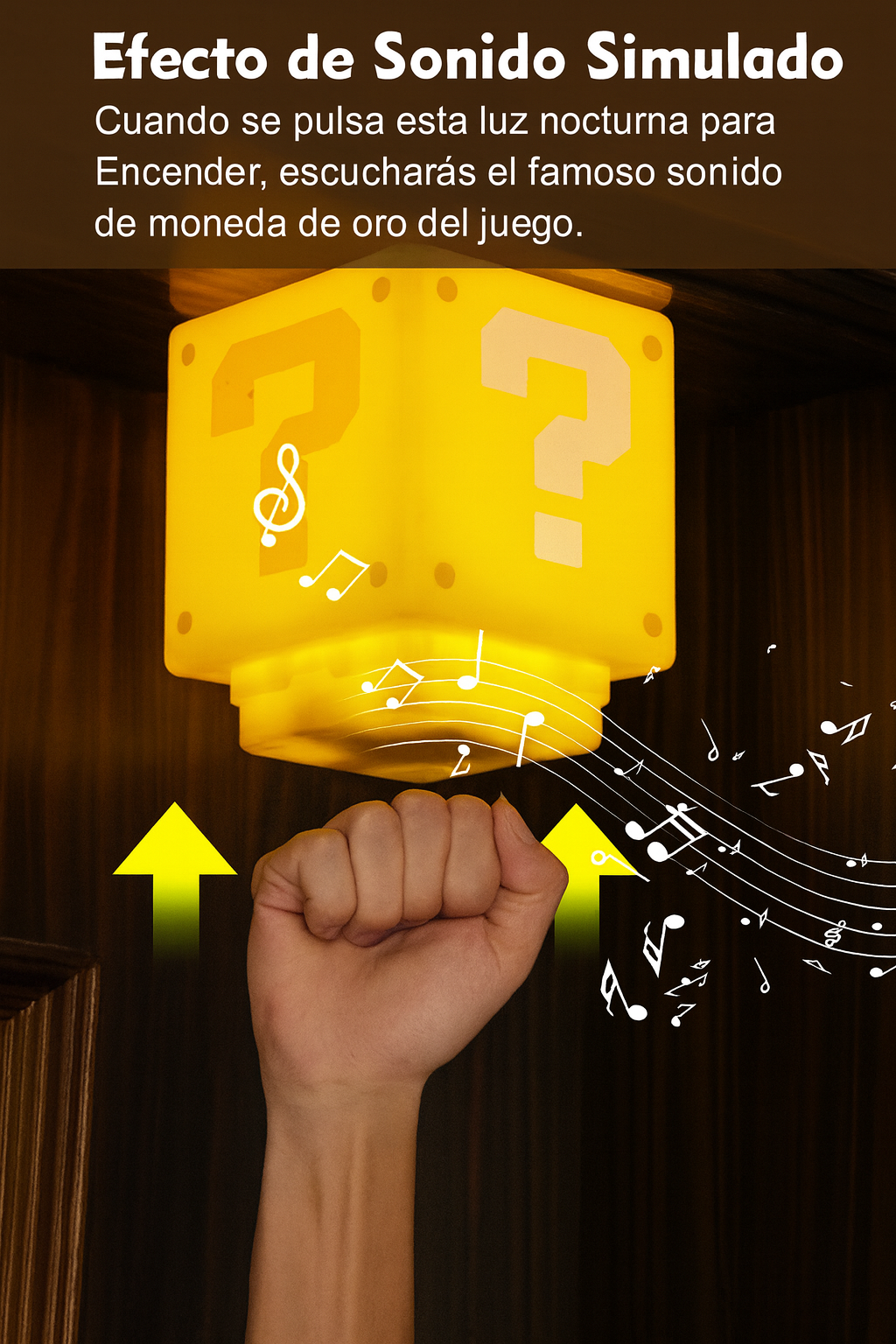 MINI LAMPARA LED BLOQUE RETRO INSPIRADO EN EL MUNDO DE MARIO BROS. CON MUSICA Y CARGA USB