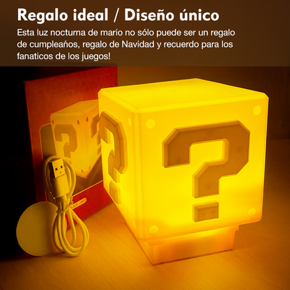 MINI LAMPARA LED BLOQUE RETRO INSPIRADO EN EL MUNDO DE MARIO BROS. CON MUSICA Y CARGA USB